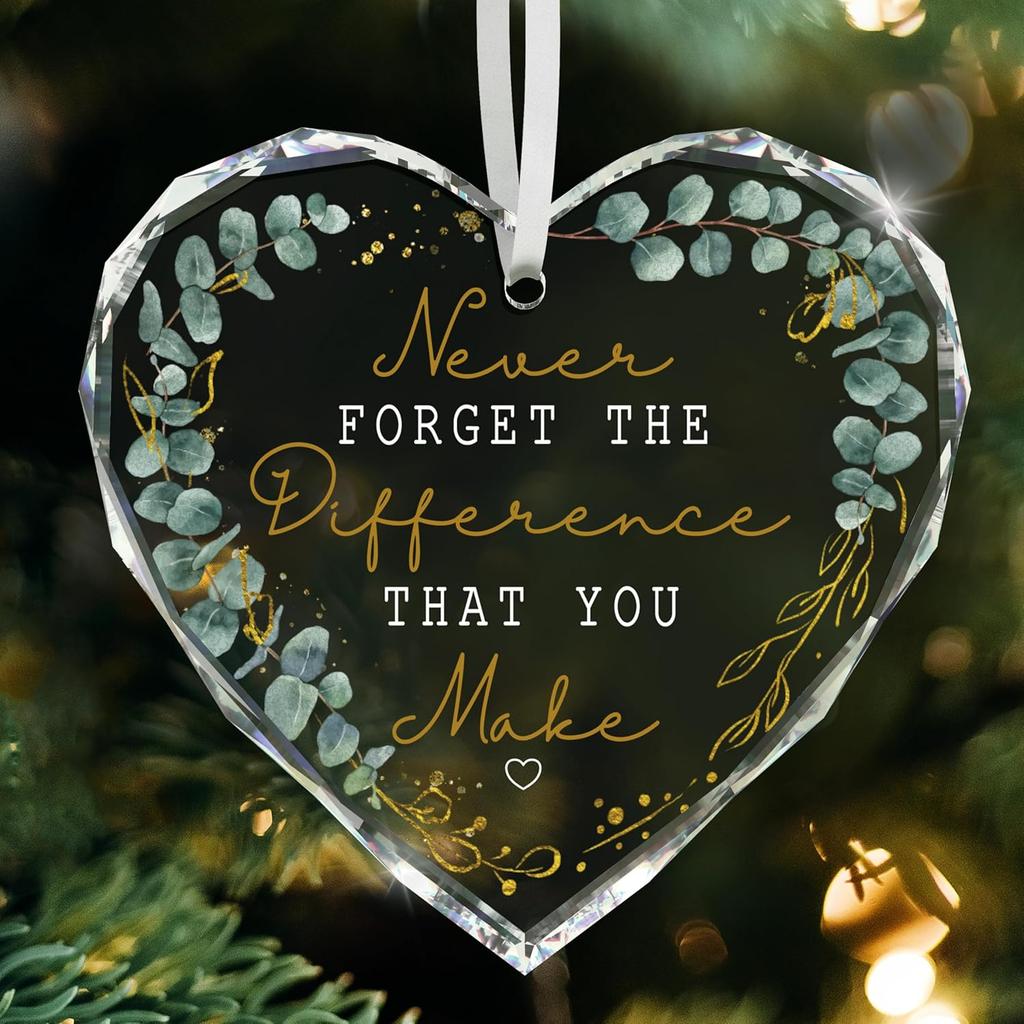 Thank You Gifts for Women Men, It Takes a Village Glass Ornament, Xmas Gifts for Boss Daycare Provider Teacher Babysitter Friends Boss - DP02