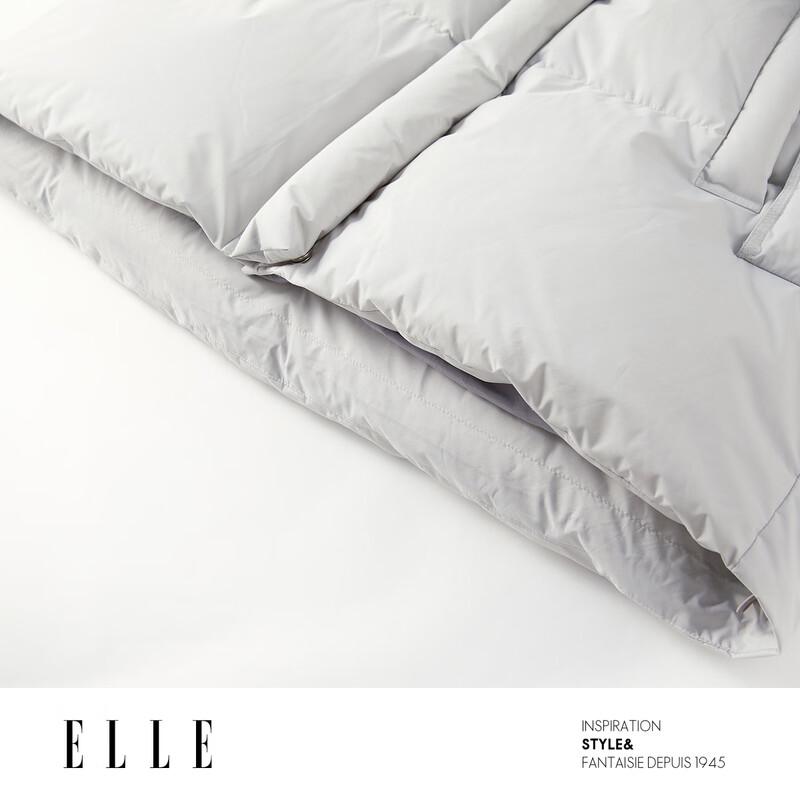 ELLE Женская объемная пуховая куртка-пуховик с капюшоном, 90% утиный пух