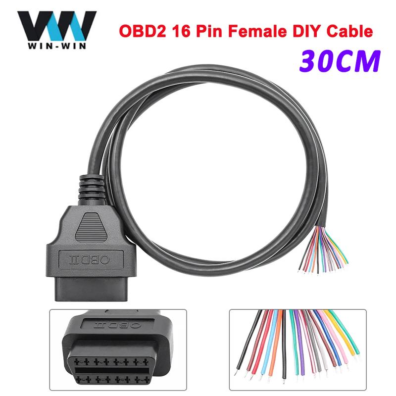 Универсальный OBD OBD2 16-контактный female к DIY удлинительному кабелю OBD 2 Расширенный разъем Для автомобильных диагностических инструментов Сканер OBD2