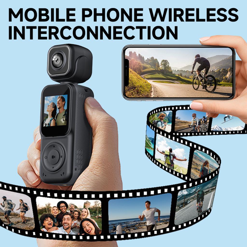 4K Vlogging Camera with Dual Front & Rear Cameras Handheld Portable Video Camera for Sport Bike Travel Polices Law Enforcement