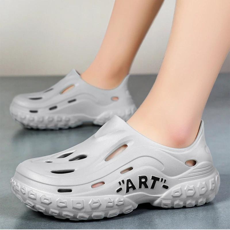 Мужские летние сандалии EVA легкая перфорированная обувь дышащая мужская не пахнущая обувь с толстой подошвой и носками пляжная обувь