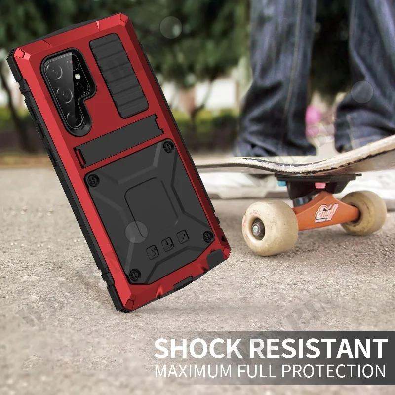 Роскошный чехол для Samsung S24 S23 S22 Ultra Plus S21 Z Fold Flip 4 3 Rugged Armor 360 Full Phone Metal Aluminum Противоударный чехол