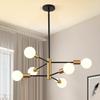 Modern Sputnik Chandelier - 6 Light Chandelier with Height Adjustment(bulb NOT Included), Black and Gold Finish for Kitchen, Bedroom and Foyer