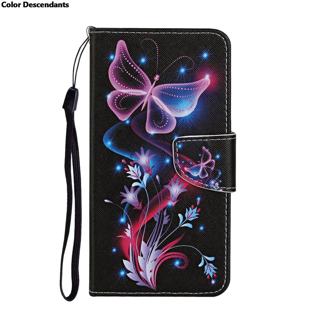 Painted Leather Case for Redmi Note 8 9 10 11 Pro 9S 9C 9A 9T Flip Wallet Card Slot Holder Phone Book Cover Flower Cat