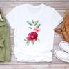 (Asian Size) Tee Flower Floral Top Clothing Casual Short Sleeve Fashion Tshirt Women Print Lady Female 90s Cute Graphic T-shirt