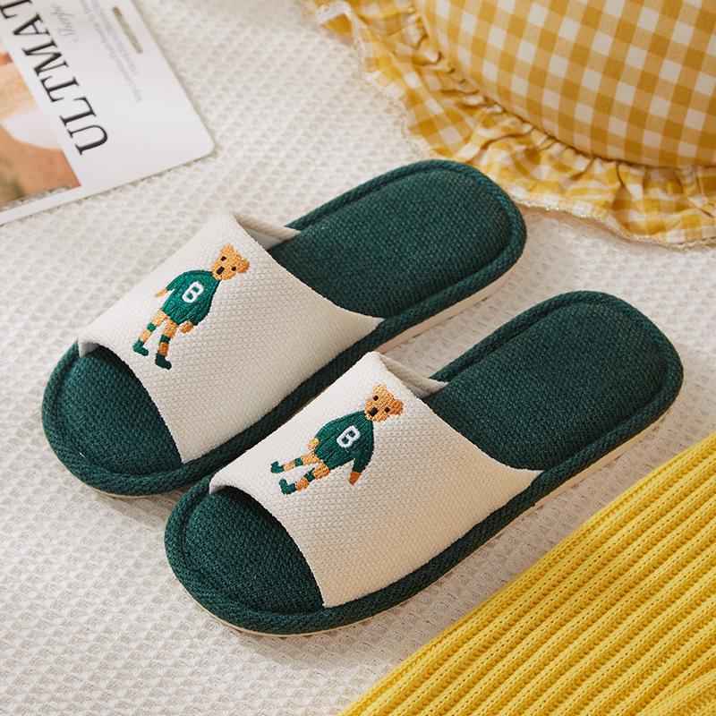 New Four Seasons Linen Slippers Children's Simple Cartoon Cute Boys and Girls Home Indoor Non-slip Sweat Absorption