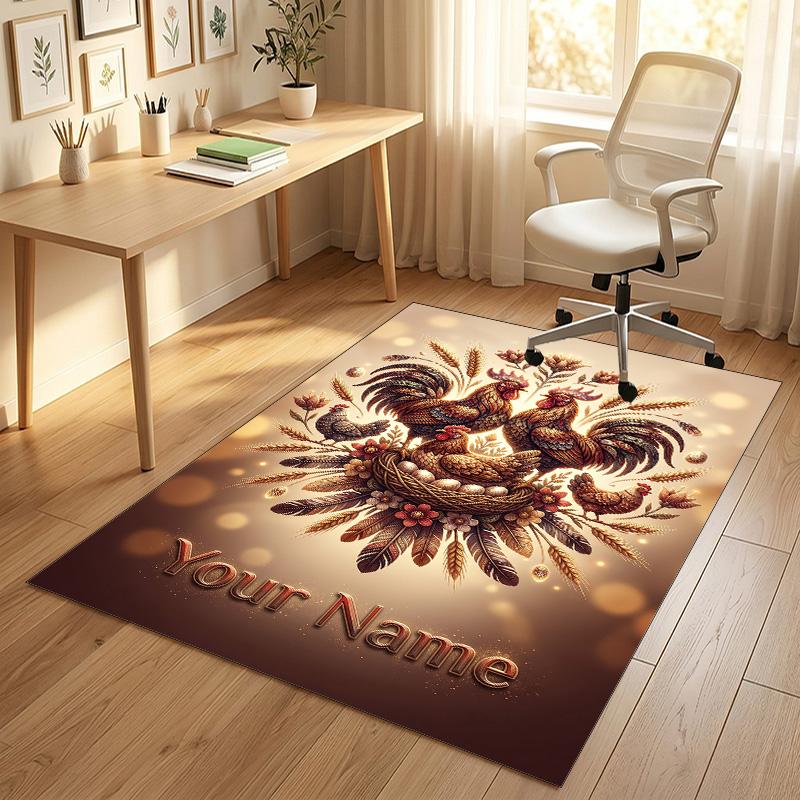 Decorative Artwork Theme Crystal Velvet Rug Personalized Custom Name Text Soft Floor Mat Home Decor
