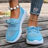 Fashion Women's Flat Sneakers Fall New Round Toe Deep Mouth Splice Mesh Lace-Up Front Soft Slip Sneakers