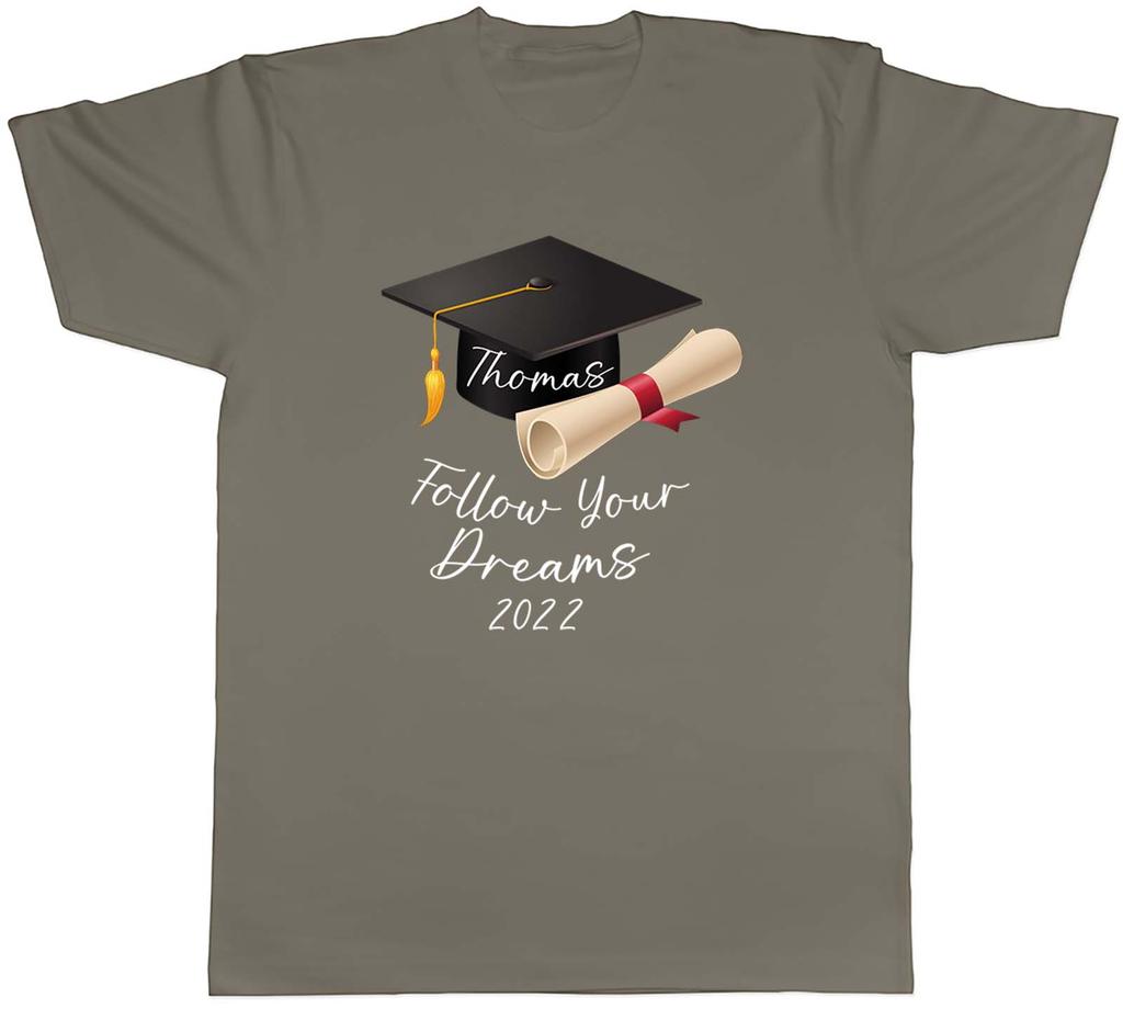 Personalised Follow Your Dreams Cap Graduation Unisexs Unisex TShirt Tee Gift
