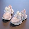 Girls' New Summer Single Mesh Pearl Lace Bowknot Sports Sandals Little Girls' Transparent Mesh Casual Sandals