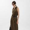 WEDNESDAY DELIGHT Wd_Open Collar Sleeveless Blouse_Brown