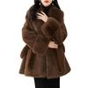 Slim Long Large Fur Collar Faux Fox Women Coat Winter Luxury Imitation Mink Fur Jacket Waist Belt Plush Furry Overcoat