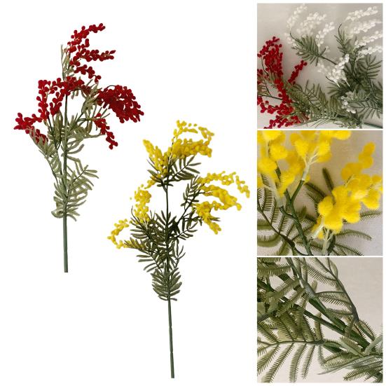 Artificial Golden Wattle Realistic Fake Acacia Flower Stem Home Office Wedding Party Indoor Outdoor Faux Bloom Centerpiece Decoration