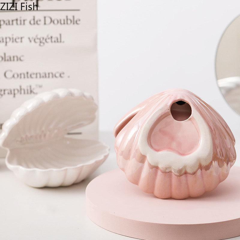 Керамическая лампа Dream Pearl Настольное украшение Ракушка Ночник Поделки Шкатулка для хранения ракушек Фарфоровые украшения Современный домашний декор