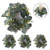 Set of 4 Artificial Candle Wreath Eucalyptus Candle Wreath Door Mount Wall Mount Simulated Wreath for Festival Wedding Party Green