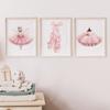 Розовая балерина для девочек, лебедь, модельные туфли, имя на заказ, настенная живопись на холсте, постеры и принты, фотографии для декора детской комнаты