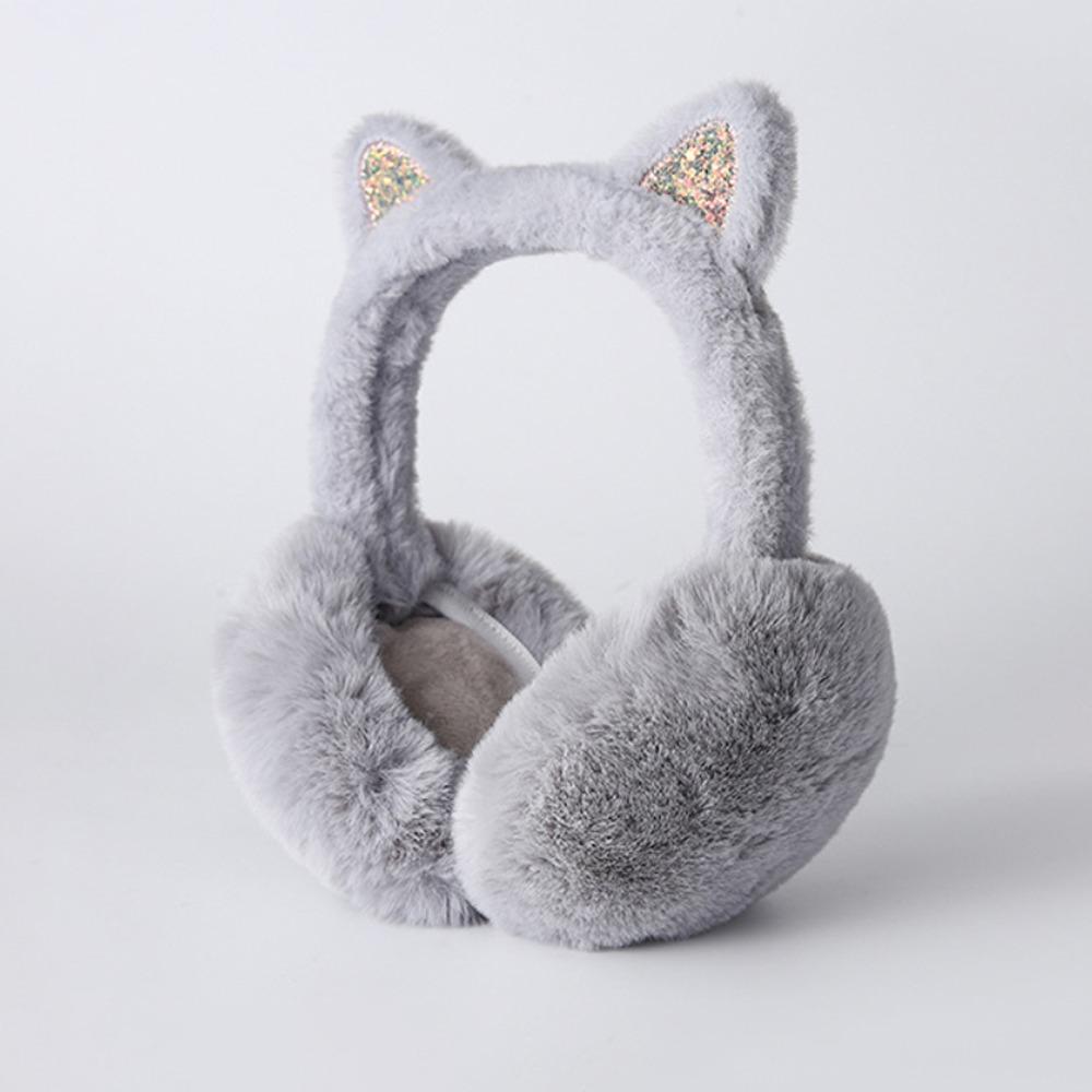 Fluffy Cat Ear Earmuffs Foldable Foldable Thermal Earmuffs Faux Fur Ear Warmers Winter Outdoor