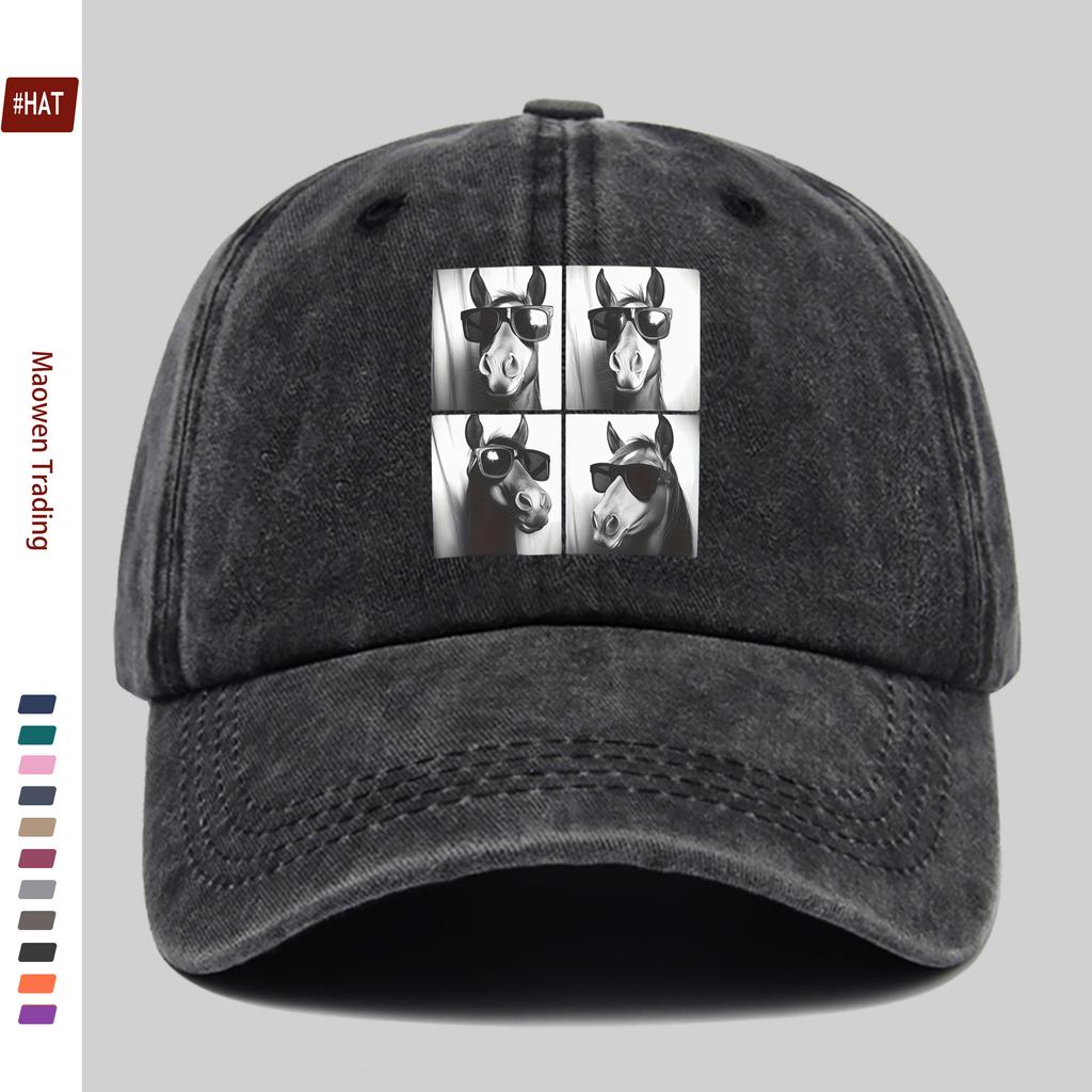 pc Vintage Horse Pattern Printed Baseball Cap Commute Casual Comfortable Design Sun Hat Comfortable And Lightweight Adjustab