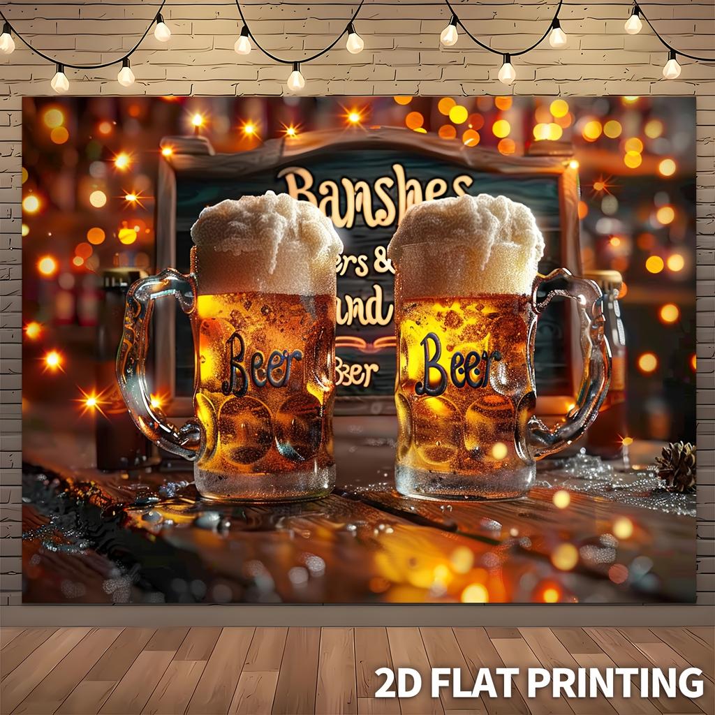 2D plane, 1 beer bar banner & country style background cloth, 70.8 × 90.5 inchesXY
