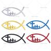 2pcs/lot 3D Metal Jesus Fish Car Emblem Auto Badge Rear Trunk NamePlate Stickers Side Fender Decal