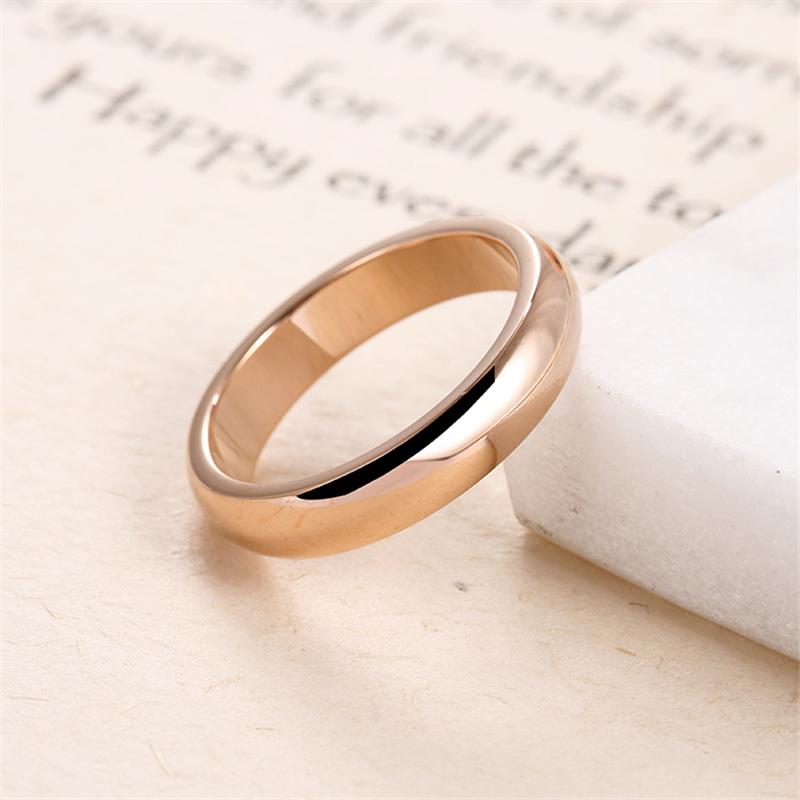 Fashion Stainless Steel Couple Ring Simple Smooth Rose Gold Titanium Steel Rings for Women