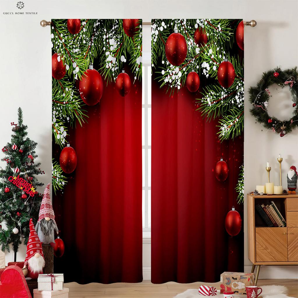 Рождественские шторы с рисунком снежинки и лося под дерево, декоративные шторы в стиле ретро, шторы для спальни и гостиной, 2 шт.