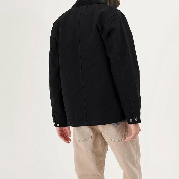 Carhartt WIP SS24 Куртка Michigan Классическая Американская Винтаж Однотонная Карман Бирка Логотип Вельветовый Воротник Куртка Michigan Мужские куртки I026480-89-02
