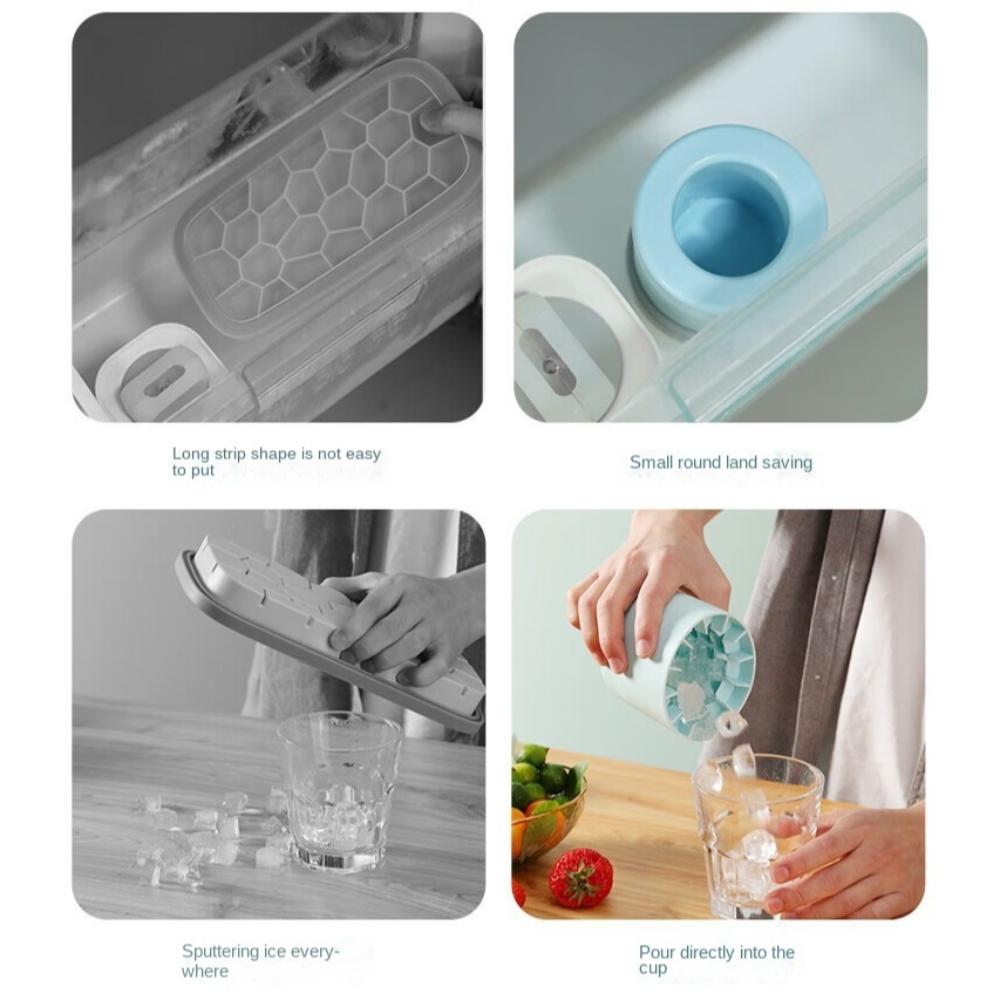 Press-Type Ice Cube Mold Silicone Ice Making Tools Portable Ice Bucket Mold  for Kitchen