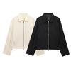 Womens Loose Fit Casual Pilot Jacket 2025 Lightweight Chic Outerwear In Beige Black