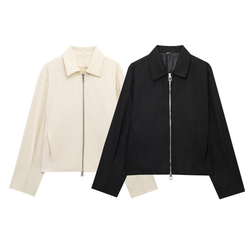 Womens Loose Fit Casual Pilot Jacket 2025 Lightweight Chic Outerwear In Beige Black