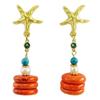 [Q5650] - Handmade Earrings 'Cléopatra' Golden Orange - 50x15 Mm