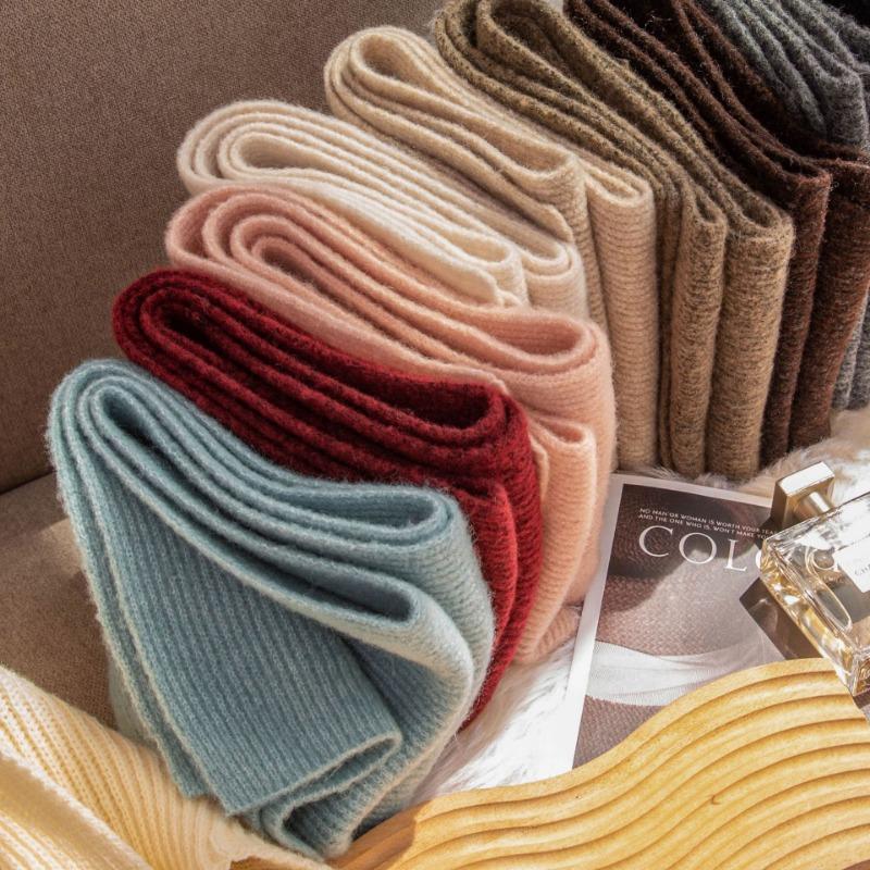 Korean Style Classic Woolen Scarf Solid Knitted Woman Men Scarves Autumn Winter Soft Warm Neck Wraps Couples Muffler Male Female
