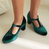 Elegant Women's High Heels Mary Jane Shoes 2025 Fashion T Strap Black Green Red Heeled Party Wedding Office Shoes Female Spring
