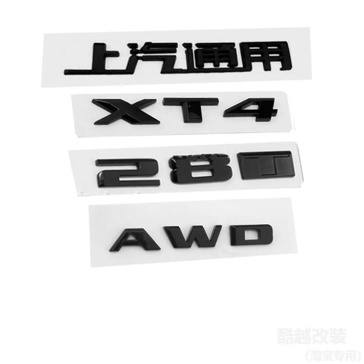 For Cadillac XT4 28T AWD Logo Letters ABS Car Front Grille Emblems Rear Trunk Decals Fender Badge Cover Sticker Auto Accessories