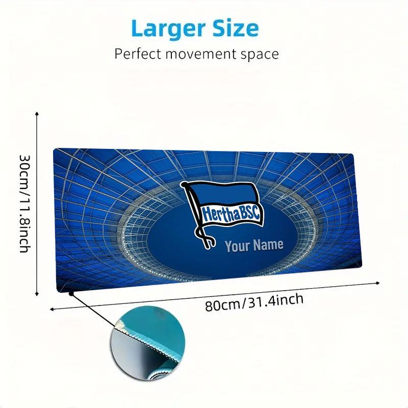 Hertha BSC Custom Name Large Size Mouse Pad Large Gaming Table Cushion Non-slip Laptop Tablet Big Mousepad XXL Mat Mini PC Playmat With Lock edge