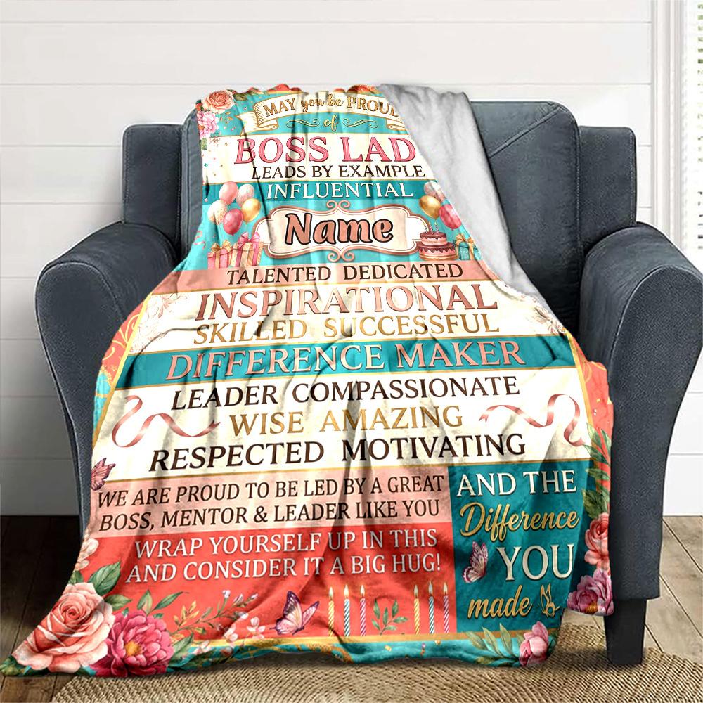 Boss Lady Inspiration Personalized Name Blankets Soft And Comfortable Against The Skin Naps And The Office A Wonderful Gift For Friends Family And