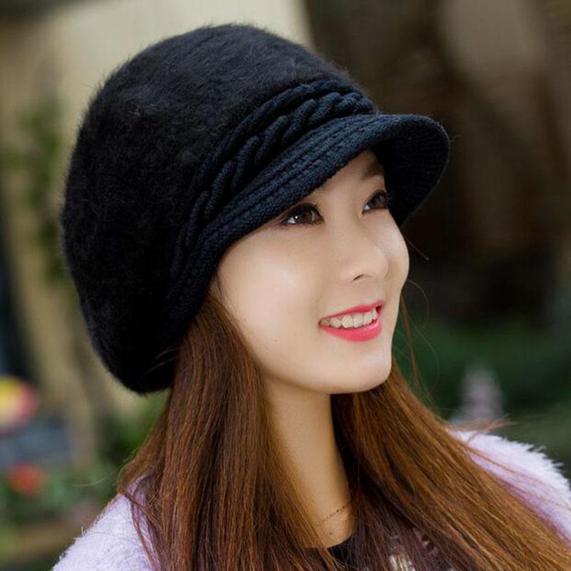 Ladies rabbit fur hat, winter hot knitted hat children, winter warm hat