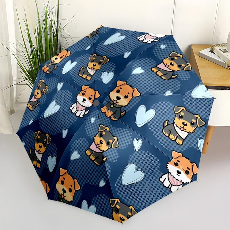 1pc Dogs Hearts Automatic Opening/Closing Umbrella with Operation & Windproof Canopy - Folding Design, Holiday Gift yy260225150