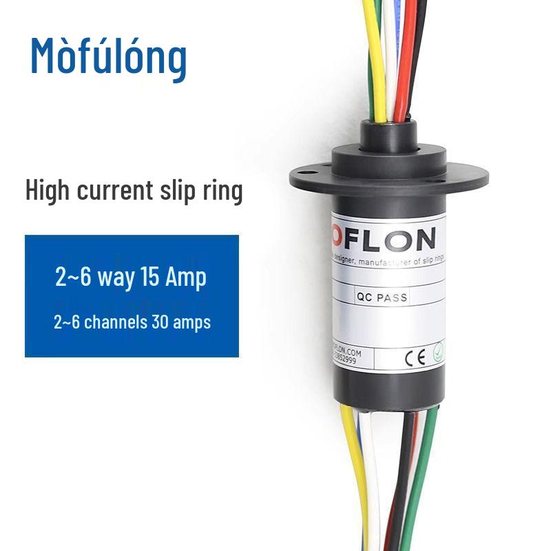 High-Power Conductive Slip Ring: 2 Connectors, 36 Large Brushes, 6A to 12-Way Carbon Brush Collector