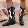 Мода Женская мода на толстом каблуке Cowgial Boots Plus Size 43 Slip On Mid Calf Boots Women 2024 Trend Comfortable Western Boots Woman