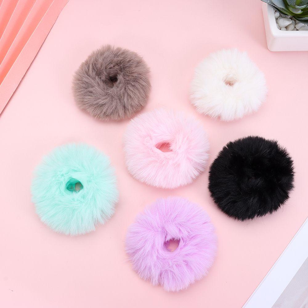 And Girls Faux Rabbit Fur Ponytail Holders Pom Pom Hair Tie Elastic  Hair Bands Fur Hair Scrunchies