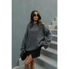 Dark Gray Wide Sleeve Basic Sweater