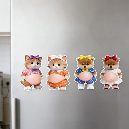 1 пара эластичных наклеек на живот с изображением животных для снятия тревоги и стресса. Наклейка с мультяшным медведем, собакой или кошкой, с эффектом ущипывания за живот, предотвращающая столкновения.