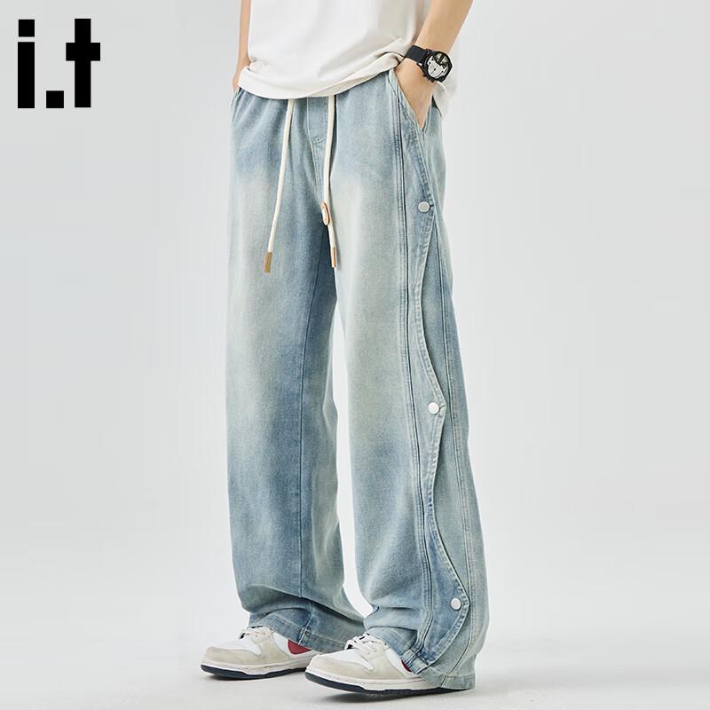 :CHOCOOLATEit Мужские выстиранные джинсы прямого кроя в стиле хай-стрит