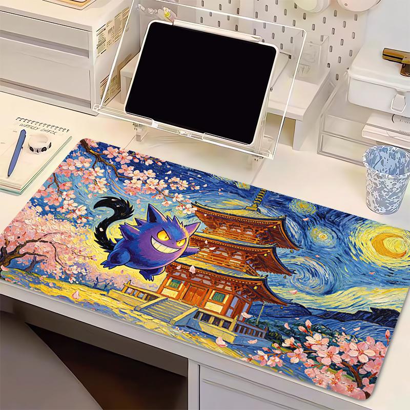 Mouse Pad Pokemon Notbook Gamer Keyboard Pad NonSlip Rubber pc Computer Desk Mat Gengar Starry Night oil painting Gamer MousePad