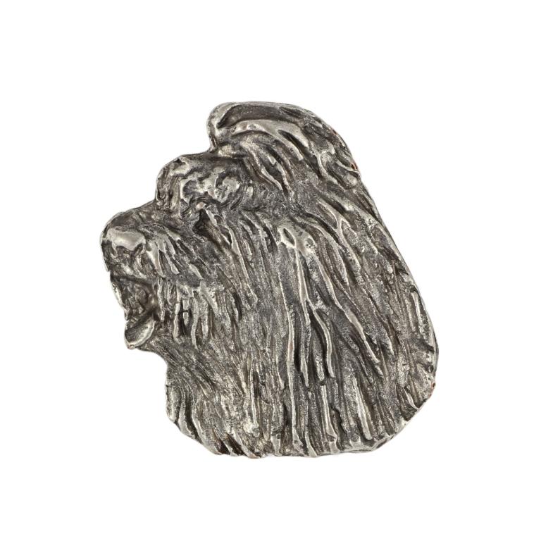 Old English Sheepdog, Bobtail, Bob-tail  - Silver-plated dog brooch, elegant pin, jacket lapel decoration by Art-Dog brand