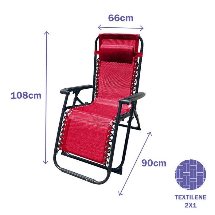 Шезлонг Jardin Exterieur Inclinable 90 x 108 x 66 см Rouge - Marbueno