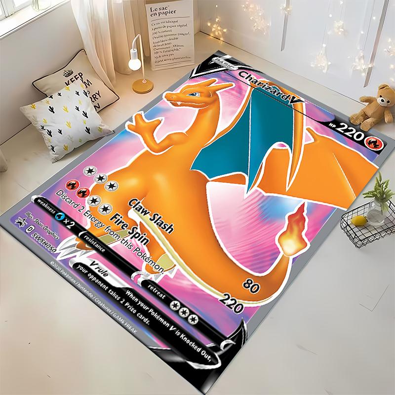 Potdemiel Японское аниме Покемон Charizard Узор Карточки Ковры Коврики для спальни Ковер Декор для спальни Коврик для ползания Рождественский подарок