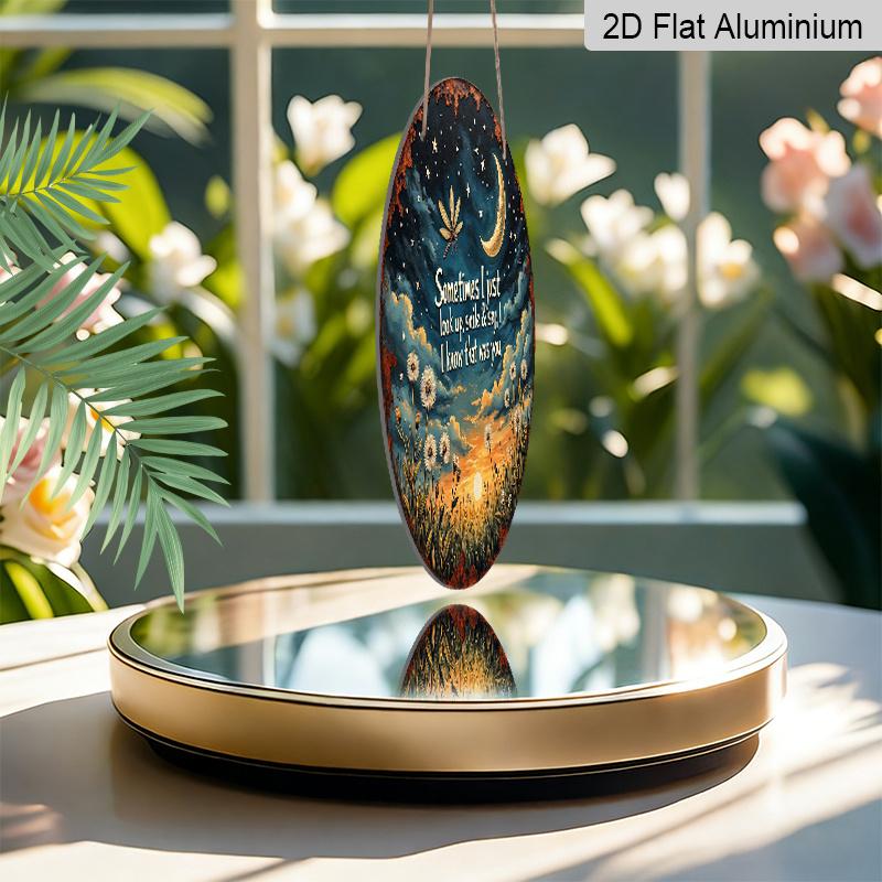 2D Flat, 1pc Round Aluminum Memorial Plaque - Vintage Starry Sky and Dandelion Design with Heartfelt Quote, Perfect for Garden, Balcony, Bedroom