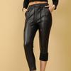 Женские повседневные кожаные брюки свободного кроя с высокой талией и флисом, повседневные брюки с маленькой ногой